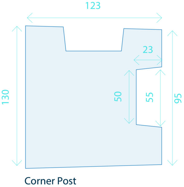 Concrete slotted corner post diagram